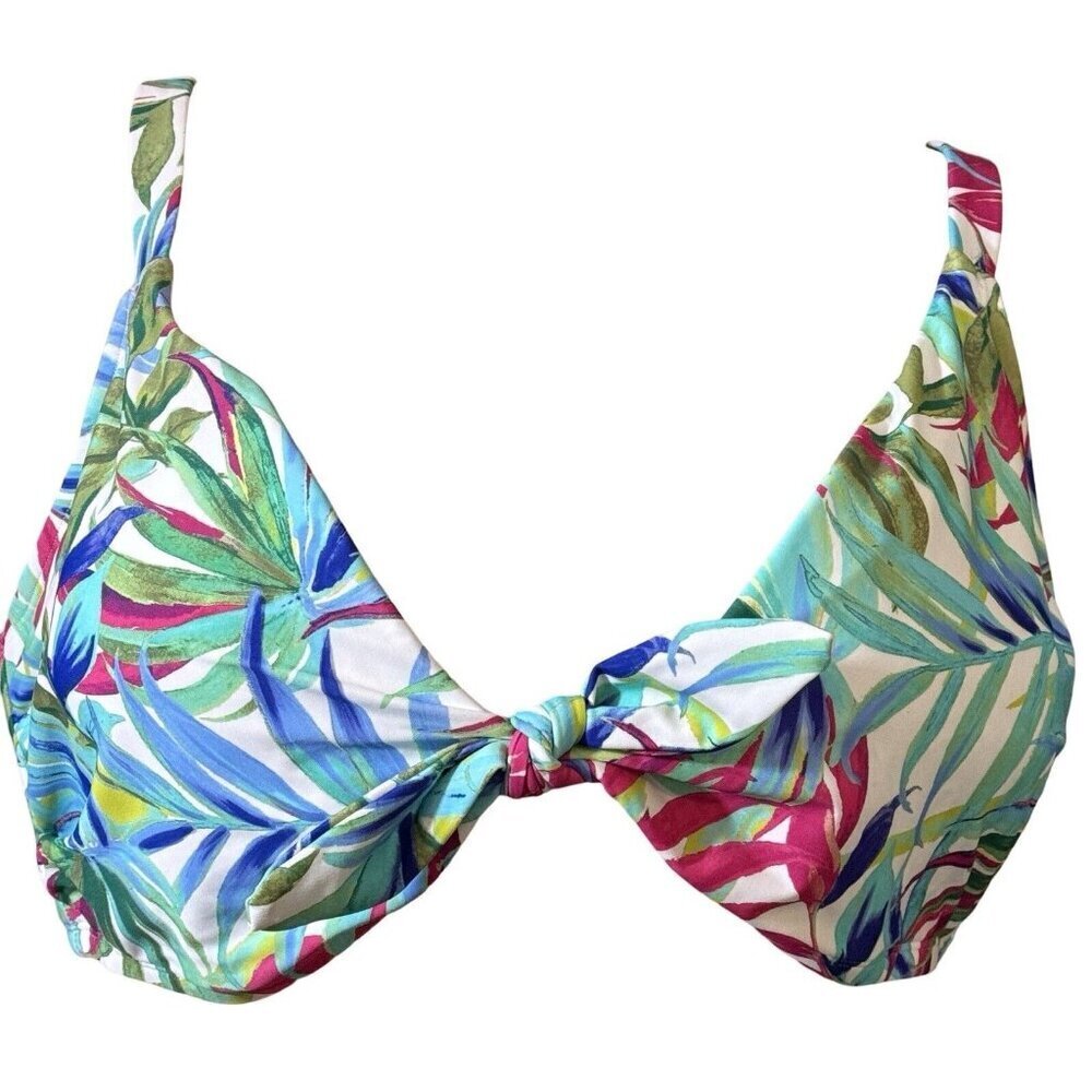 TIME & TRU Tropical Print Swimsuit Bikini Top‎ Women 3X (24W-26W) Adjustable NEW